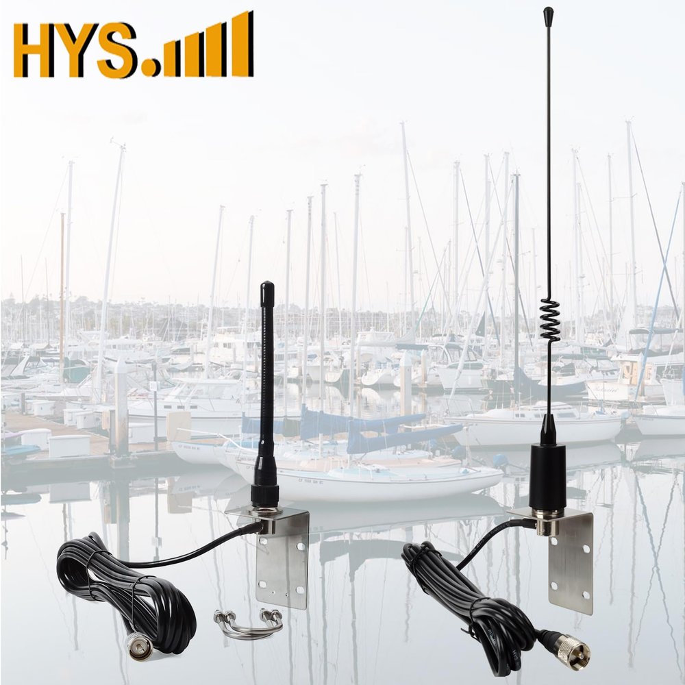 HYS VHF Marine Antenna Low-Profile 156-163Mhz Rubber Antennas + Whip Antenna