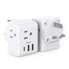 2 Pack US to UK Ireland Travel Plug Adapter, Type G Power Plug Adapter with 3 Outlets 3 USB Ports(1USB C), European Travel Plug Adapter for USA to England London Scotland British Qatar Irish Hongkong view 1