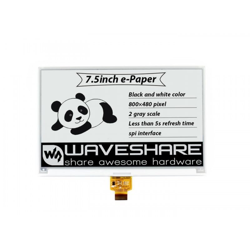 7.5inch E-Ink Raw Display Compatible with Raspberry Pi 800480 Resolution SPI Interface Paper-Like Displaying Without Electricity