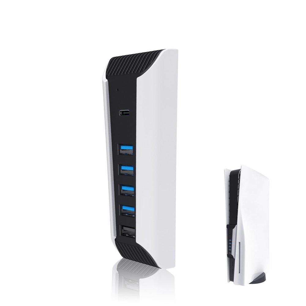 5 Port USB Hub Extender for Accessories, Include 4X USB 2.0 1x USB Fast Charging Port 1x USB C Port, High Speed Expansion Hub Charger for Game Console