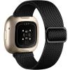 Maledan Replacement Band for Fitbit Sense Bands Men Women, Soft Flexible Breathable Nylon Stretchy Watch Strap for Versa 3/ Versa 4 Band/Sense 2 Wristband Accessories, Black view 1