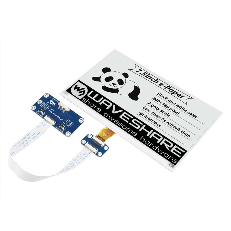 7.5inch E-Ink Display HAT Compatible with Raspberry Pi 800480 Resolution SPI Interface Paper-Like Displaying Without Electricity