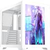 1STPLAYER SP7-EV White Gaming PC Case, ATX Mid Tower with Front Display Panel, Tempered Glass & 360mm Radiator Support, USB 3.0 & Type C Ready view 1