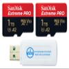 SanDisk Extreme Pro 1TB Micro SD (2) Memory Cards Works with GoPro Action Camera Hero 12 Black (SDSQXCD-1T00-GN6MA) V30 U3 Bundle with (1) Everything But Stromboli MicroSDXC & SD Card Reader view 1