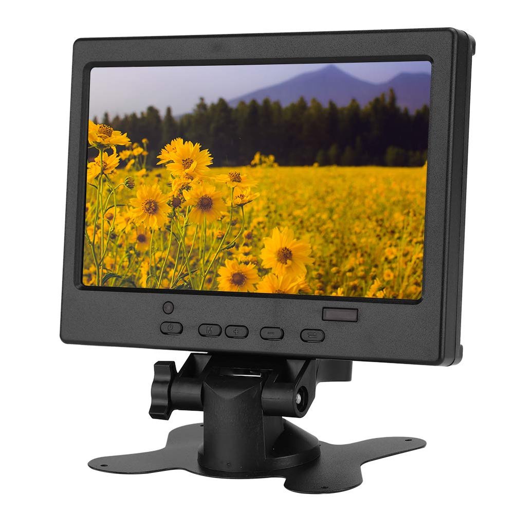 Sxhlseller 7 Inch Computer Monitor 1024x600 Portable Display with ni HD VGA AV Inputs for Gaming Office Car Use - Built-in Speakers (US Plug)