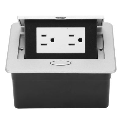 Up Power Strip, Recessed Desktop Outlet Power Grommet Socket with 2 US Outlets, Aluminum Desk Connection Box Table for Conference Room Office Countertop, Silver
