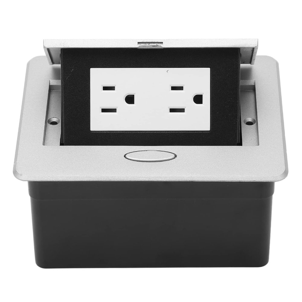 Up Power Strip, Recessed Desktop Outlet Power Grommet Socket with 2 US Outlets, Aluminum Desk Connection Box Table for Conference Room Office Countertop, Silver