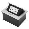 Up Power Strip, Recessed Desktop Outlet Power Grommet Socket with 2 US Outlets, Aluminum Desk Connection Box Table for Conference Room Office Countertop, Silver view 3