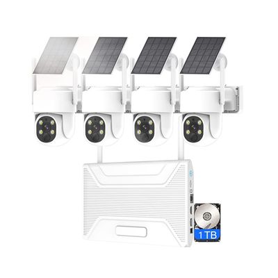 4MP Wireless WiFi Solar Power Security Camera System with 1T Hard Drive, Outdoor Surveillance Solar Energy Camera NVR Kit with Two-Way Audio, Color Night Vision