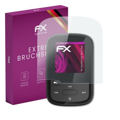 atFoliX Plastic Glass Protective Film suitable for Sandisk Clip Sport Plus, 9H Hybrid-Glass FX Screen Protector