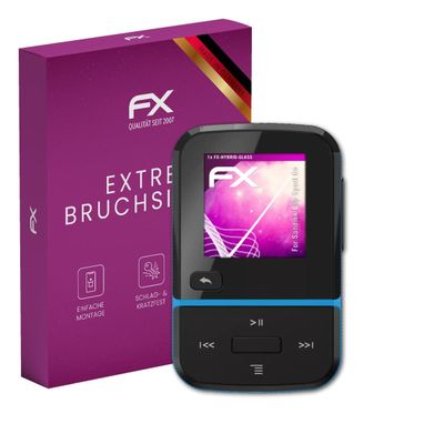 atFoliX Plastic Glass Protective Film suitable for Sandisk Clip Sport Go, 9H Hybrid-Glass FX Screen Protector