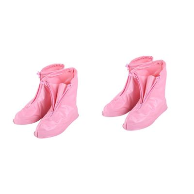 VANZACK 2pcs Reusable Zippered Non- PVC Rain Shoe for Boy Girl XL Lightweight Overshoes Protector for Rain Mud and Outdoor Activities