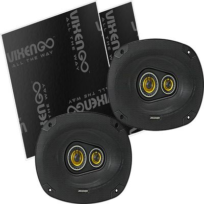 KICKER 6"x9" CS 3-Way Speakers with Vixen Go Sound Deadener for Cars 80 mil, Butyl Rubber Deadening Material (2 Sheets, 1.3 sq ft Total)