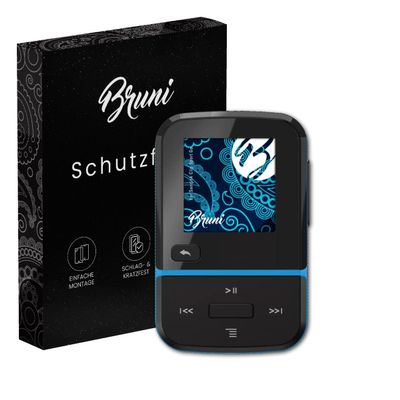 Bruni Screen Protector suitable for Sandisk Clip Sport Go, Protector Film crystal clear Protective Film (2X)