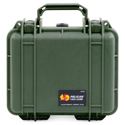 ColorCase Pelican Protector 1300 Case OD Green - Small Size Waterproof Case with TrekPak Divider System & Convoluted Lid Foam - OD Green Latches