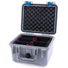 ColorCase Pelican Protector 1300 Case Silver - Small Size Waterproof Case with TrekPak Divider System & Convoluted Lid Foam - Blue Latches view 2