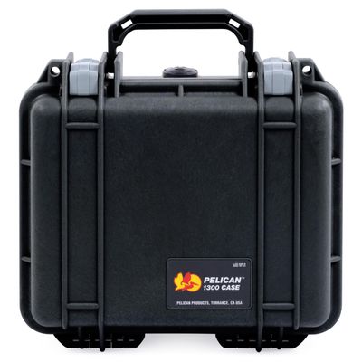 ColorCase Pelican Protector 1300 Case Black - Small Size Waterproof Case with TrekPak Divider System & Convoluted Lid Foam - Silver Latches