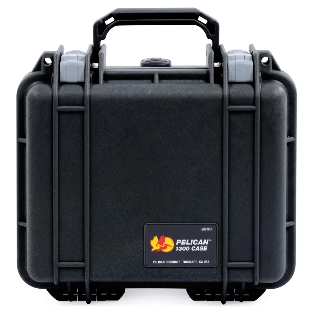 ColorCase Pelican Protector 1300 Case Black - Small Size Waterproof Case with TrekPak Divider System & Convoluted Lid Foam - Silver Latches