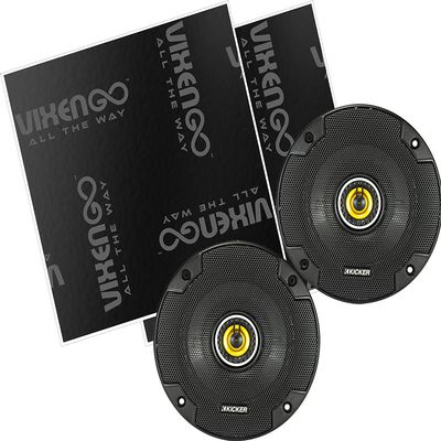 KICKER 5.25" CS 2-Way Speakers with Vixen Go Sound Deadener for Cars 80 mil, Butyl Rubber Deadening Material (2 Sheets, 1.3 sq ft Total)