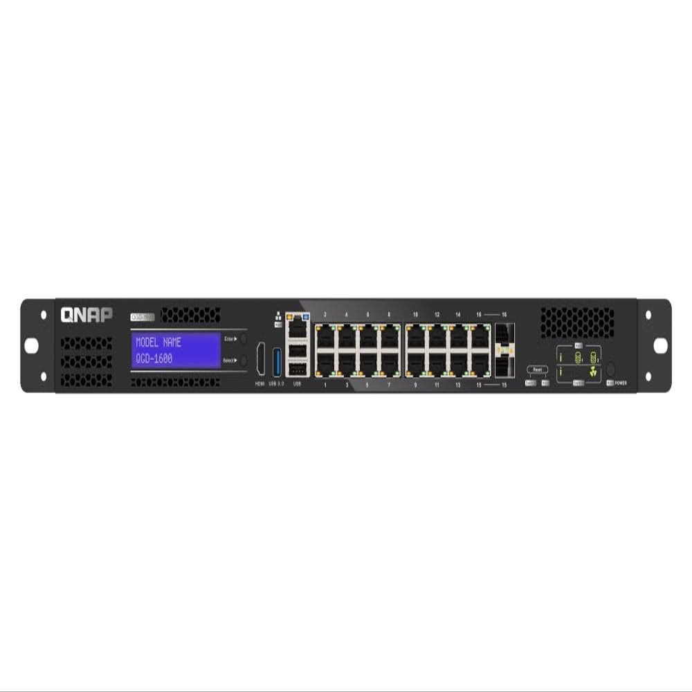 QNAP QGD-1600-4G-US The Worlds First Smart Edge Switch That Runs QTS and Supports Hosting Virtual Machines (VMs), Enabling Versatile Applications to Satisfy All Your Networking Needs. (Diskless)