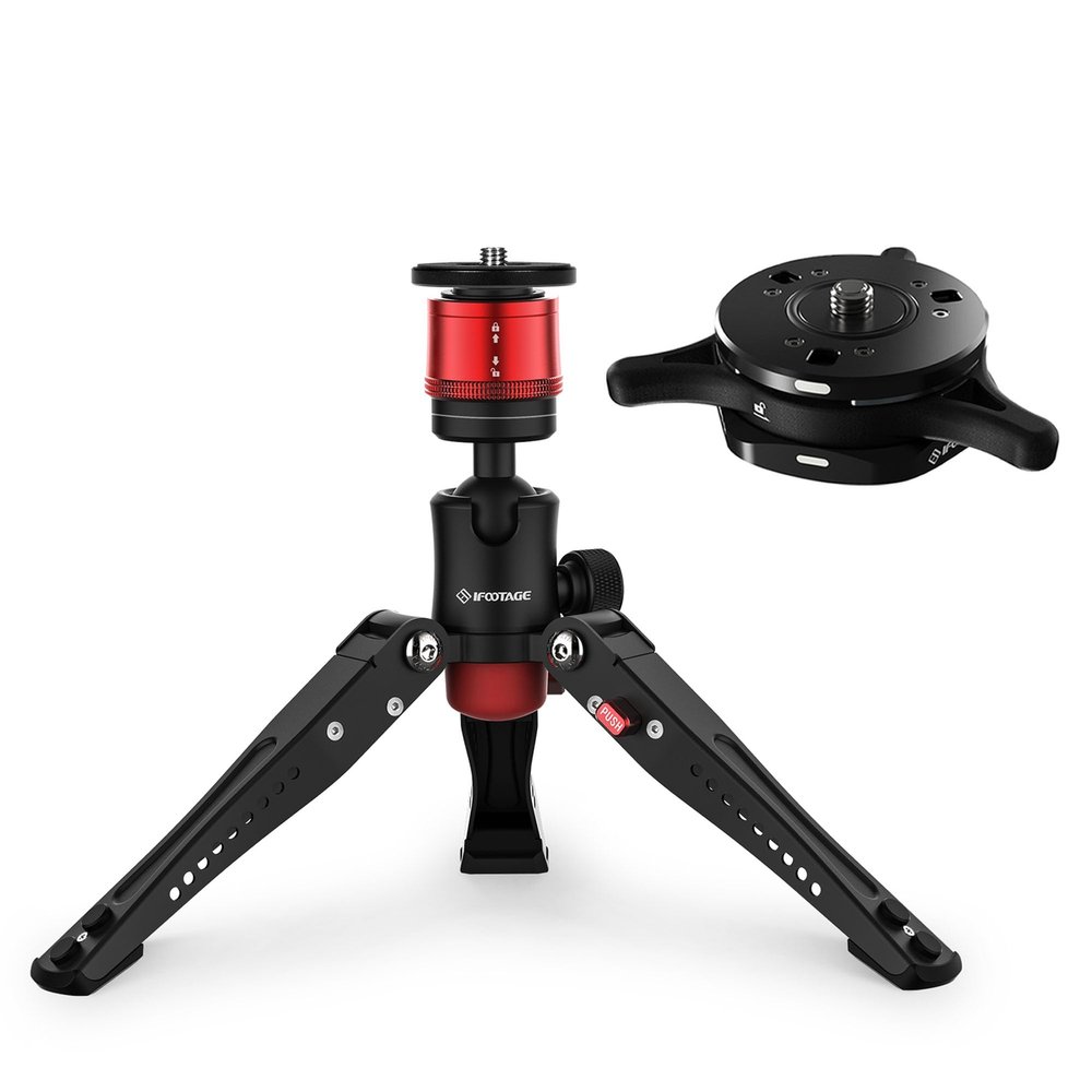 IFOOTAGE Mini Tripod for Camera with Quick Release Plate, Professional Tabletop Tripod with Pedal for Photography, Desktop Tripod Compatible with Sony, Cobra 3 Base-P & Seastar Q1