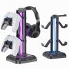 KDD RGB Headset Stand with 9 Light Modes - Controller Holder for Desk - Rotatable Headphone Stand & Detachable Controller Hook for PC Earphone Accessories(Black) view 1