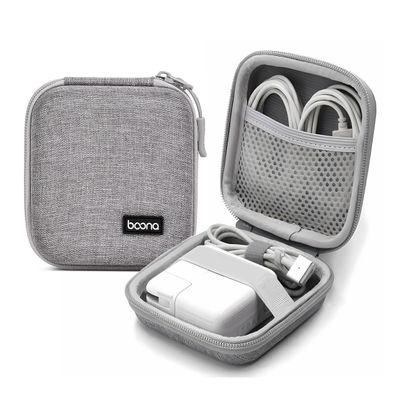 HOMEGYMFREE Small Travel Carrying Storage Case, 4.4"x4.4" Charger Organizer, Pouch compatible with MacBook Power Adapter, Laptop Accessories Cables, Cords, USB Drives, Earphones