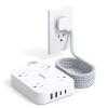 10 Ft Extension Cord, HANYCONY Ultra Thin Flat Power Strip with 4 Outlets 4 USB Ports (2 USB C), Wall Mount, Multi Plug Outlet Extender Desk Charging Station for Office Travel Dorm Room Essentials view 1
