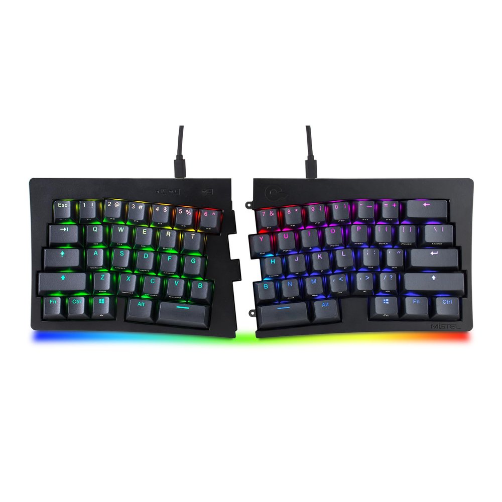 BAROCCOMiSTEL MiSTEL MD600 Alpha BT RGB, Split Keyboard, Ergonomic Mechanical Keyboard, 60%, PBT Double Shot Keycap (Transparent), Bluetooth5.0, Mac/Windows OS Compatible -Gateron G Pro Yellow