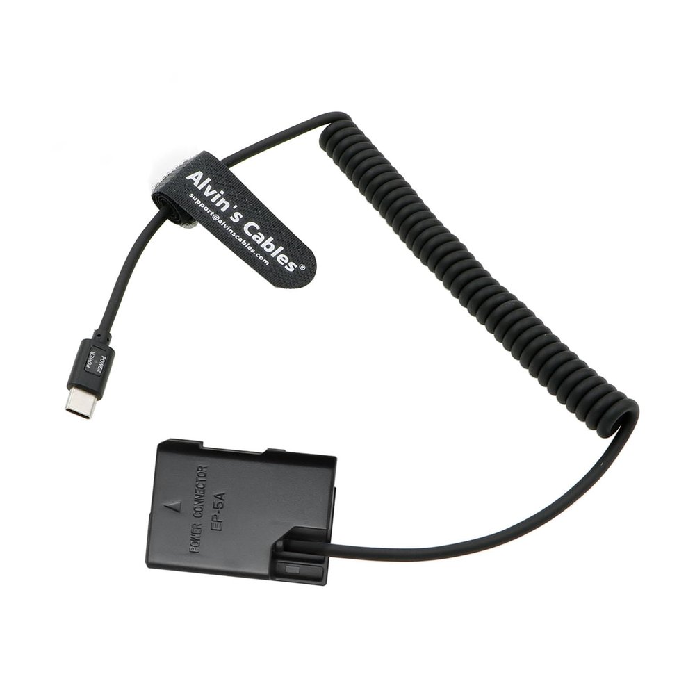 Alvin's Cables EN-EL14 Dummy Battery to PD USB-C Coiled Cable Power Adapter Replacement for Nikon D3100 D3200 D3300 D3400 D3500 D5100 D5200 D5300 D5500 D5600 P7100 P7700 P7800 Cameras