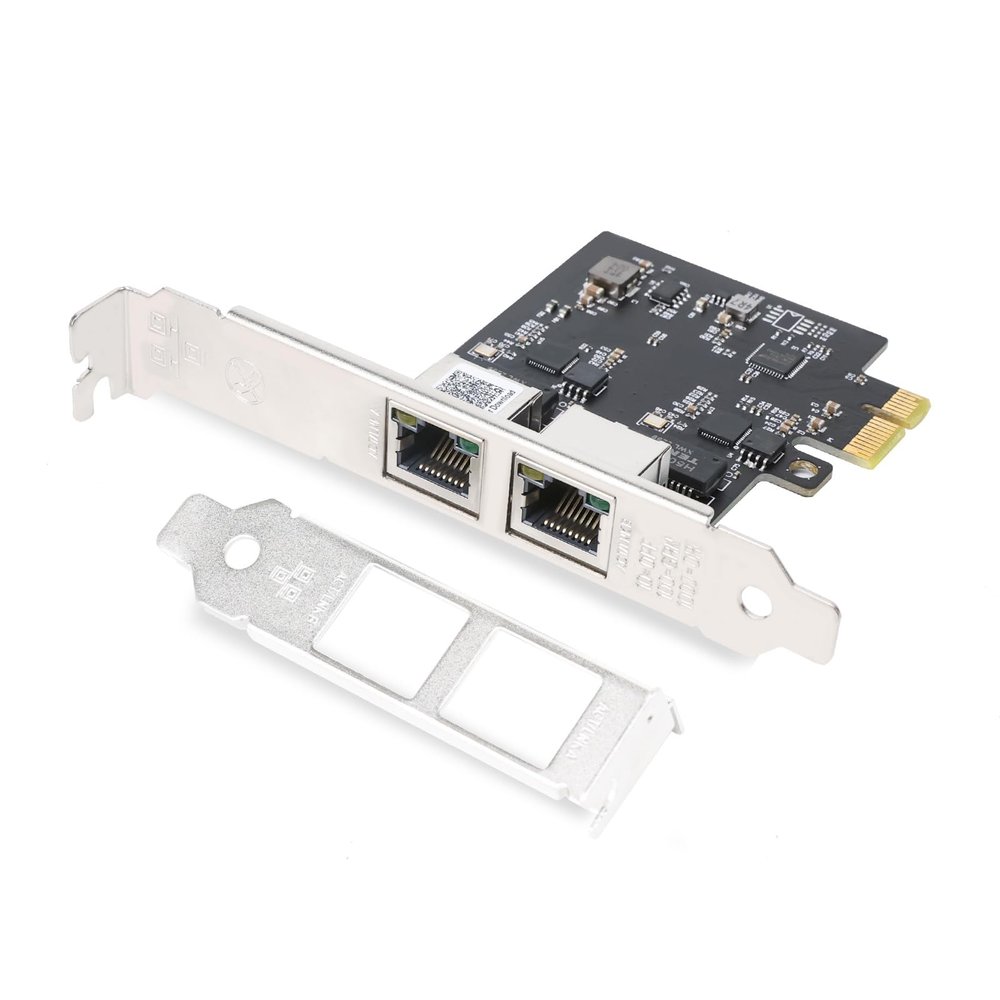 2.5Gbase-T PCIE NIC with Realtek RTL8125 Chip, Dual RJ45 Port 2500/1000/100 Mbps Network Adapter, PCIe X1,Ethernet Card for Windows/Windows Server/Linux