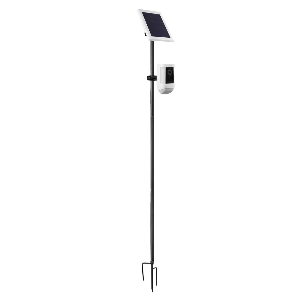 Koroao 31.49 or 47.24 inch Ground Stake Mount Stand with Solar Panel Mount for Ring, Blink, Arlo, Eufy, Wyze, Google Nest, Simplisafe Cameras and Solar Panels Ground Stake BracketBlack