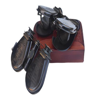 Mary Nautical- Vintage Antique Spy Glass 1857 R & J Beck Brass Binocular with Leather Case