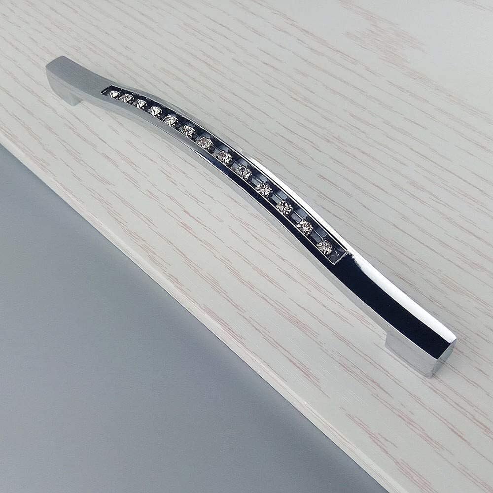 PuLaif Crystal Door knobs,Cupboard Door knobs,1pcs 160mm 6.30" Pulls Modern Crystal Glass Diamond Furniture Handle Drawer Knob Wardrobe Kitchen Cabinets Cupboard Sliding Door Dresser Handles