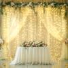 4 Panels Champagne Sheer Tulle Backdrop Curtains with Lights String for Party Wedding Wrinkle Free Curtain Backdrops Drapes for Baby Shower Bridal Shower Photo Background Home Decorations 20ft x 8ft view 1