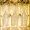 4 Panels Champagne Sheer Tulle Backdrop Curtains with Lights String for Party Wedding Wrinkle Free Curtain Backdrops Drapes for Baby Shower Bridal Shower Photo Background Home Decorations 20ft x 8ft view 2