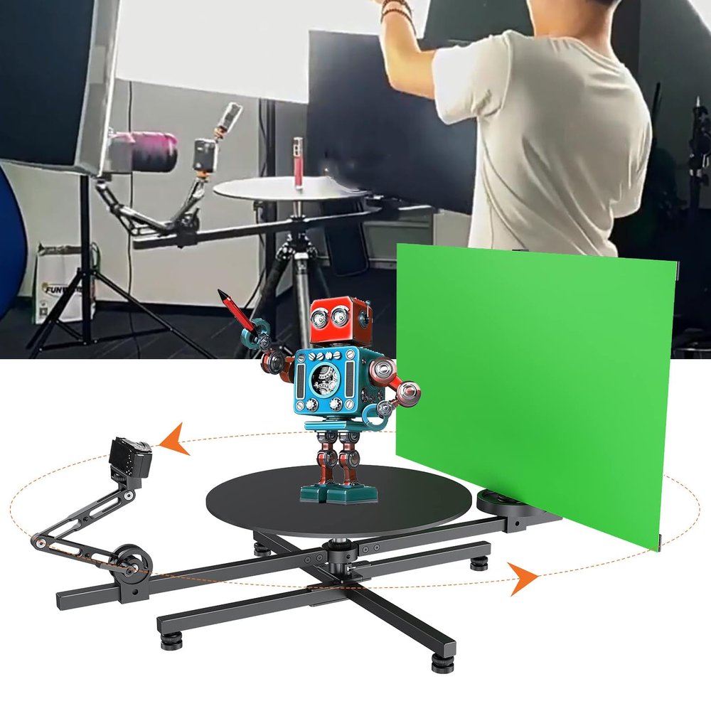 360 Video Camera Rig Panoramic Rotating Platform,360 Camera Booth,Angle Adjusted,360 Degree Spinner Rotating Camera Slider for Product Photography,Bullet-time