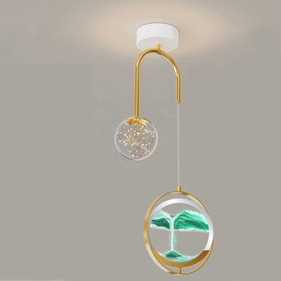Wall Sconces , 3D Flowing Sand Painting Wall Lamp with 3 Color Temperature, Moving Sand Art Picture Sandscapes Desktop Art Toys Christmas Birthday Children Gifts, Gold ( Color : Gold , Size : GREEN )