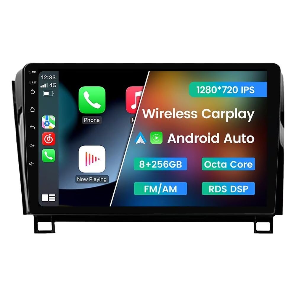 Biorunn 10.1" Car GPS Navi Octa Core Wireless Wired Car-Play Android Auto Multimedia BT FM AM RDS DSP, 8GB RAM 256GB ROM for Toyota Tundra 2007-2013 Sequoia 2008-2018
