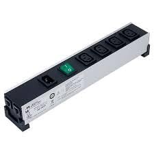 1581H4DP, Power Outlet Strip, 10A Double Pole, 100-240V, Front or Rear Facing 4X C13 Outlets