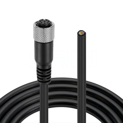 DRRI M12 8-Pins Female Sensor Connector to Fly Lead Waterproof Electrical Shield Cable for Automation Application 5M