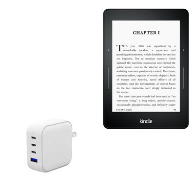 BoxWave Charger Compatible with Amazon Kindle Paperwhite (3rd Gen 2015) - PD miniCube (100W), 100W 3 PD Port Wall Charger International - Winter White