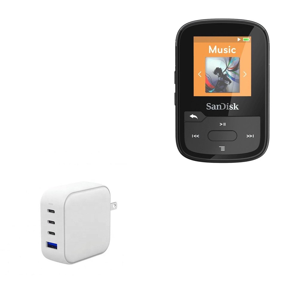 BoxWave Charger Compatible with SanDisk Clip Sport Plus - PD miniCube (100W), 100W 3 PD Port Wall Charger International - Winter White