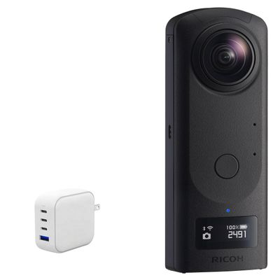 BoxWave Charger Compatible with Ricoh Theta Z1 - PD miniCube (100W), 100W 3 PD Port Wall Charger International - Winter White