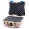 ColorCase Pelican Protector 1200 Case Desert Tan - Small Size Waterproof Case with Pick & Pluck Foam & Convoluted Lid Foam - Blue Latches view 2