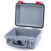 ColorCase Pelican Protector 1200 Case Silver - Small Size Waterproof Case (Case Only) - Red Latches view 1