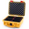 ColorCase Pelican 1200 Case Yellow - Small Size Waterproof Case with TrekPak Divider System & Convoluted Lid Foam - Red Latches view 2