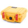 ColorCase Pelican 1200 Case Yellow - Small Size Waterproof Case with TrekPak Divider System & Convoluted Lid Foam - Red Latches view 3