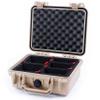 ColorCase Pelican 1200 Case Desert Tan - Small Size Waterproof Case with TrekPak Divider System & Convoluted Lid Foam - Desert Tan Latches view 2