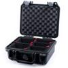 ColorCase Pelican 1200 Case Black - Small Size Waterproof Case with TrekPak Divider System & Convoluted Lid Foam - Silver Latches view 2